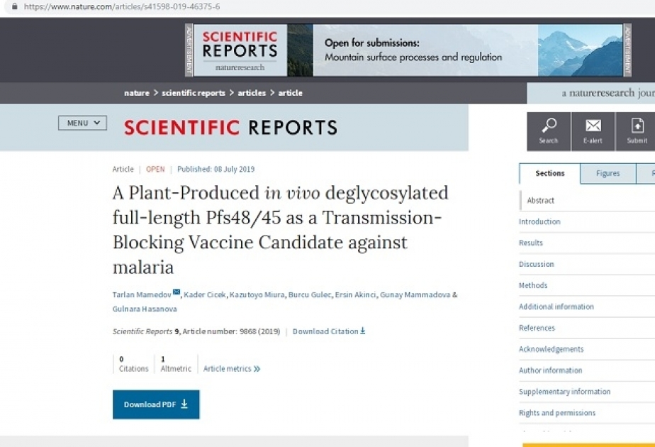 Результаты исследований азербайджанского ученого по изготовлению вакцины от малярии опубликованы в международном журнале