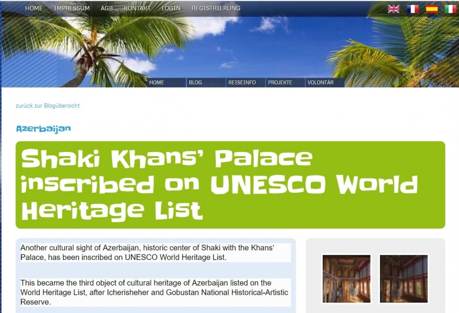 Swiss travel portal posts article on Sheki