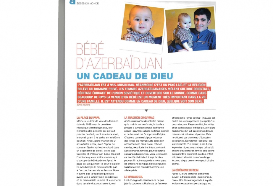Fransanın “Baby Boom” jurnalı Azərbaycanda uşaqlara göstərilən diqqətdən yazıb