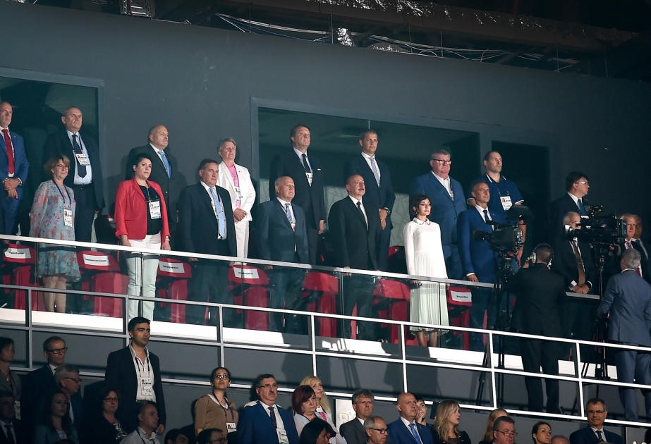 Se celebra la ceremonia de apertura del XV Festival Olímpico de Verano de la Juventud Europea El Presidente de Azerbaiyán Ilham Aliyev y la Primera Dama Mehriban Aliyeva asisten a la ceremonia