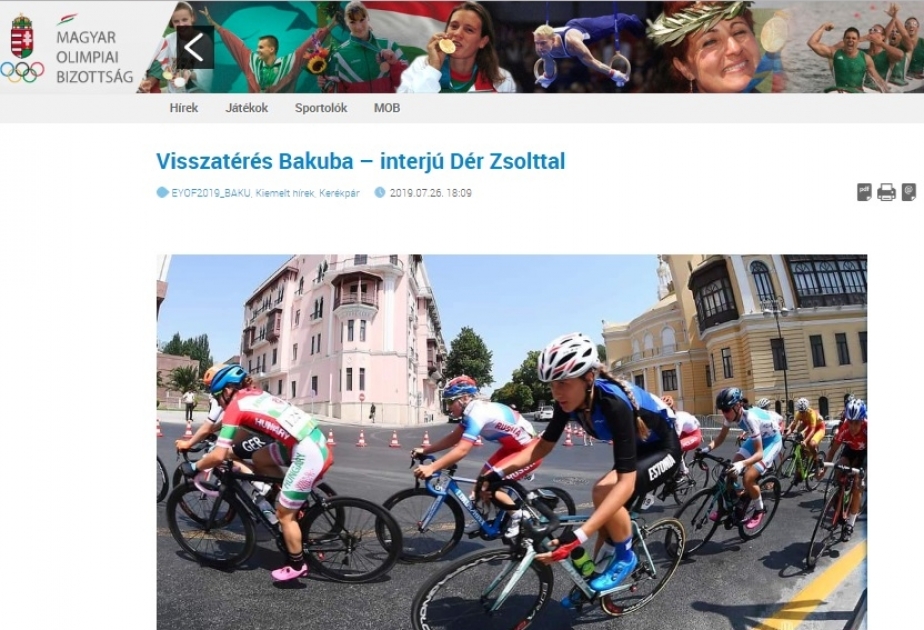 Avropanın bir sıra idman portalları “EYOF Bakı 2019” haqqında məqalələrdə AZƏRTAC-ın fotolarından istifadə edib