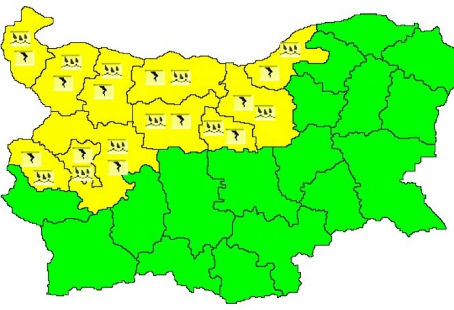 Güclü yağışlar səbəbindən Bolqarıstanın 11 bölgəsində “sarı” təhlükə kodu elan olunub