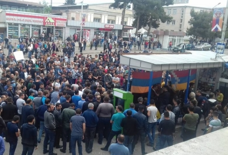 Nikol Paşinyan Xankəndidə etiraz aksiyası ilə qarşılanıb
