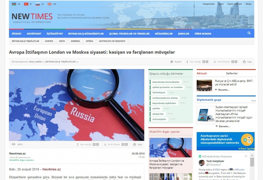 Avropa İttifaqının London və Moskva siyasəti: kəsişən və fərqlənən mövqelər