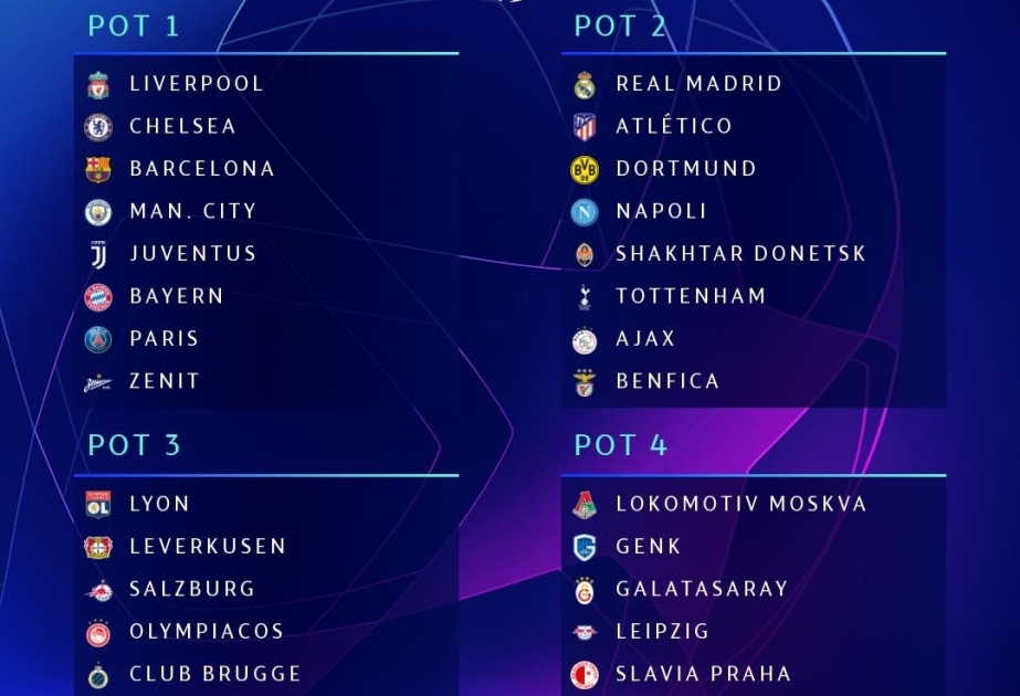 UEFA Çempionlar Liqasının 2019-2020-ci il mövsümünün qrup mərhələsinin püşkatma mərasimi keçiriləcək