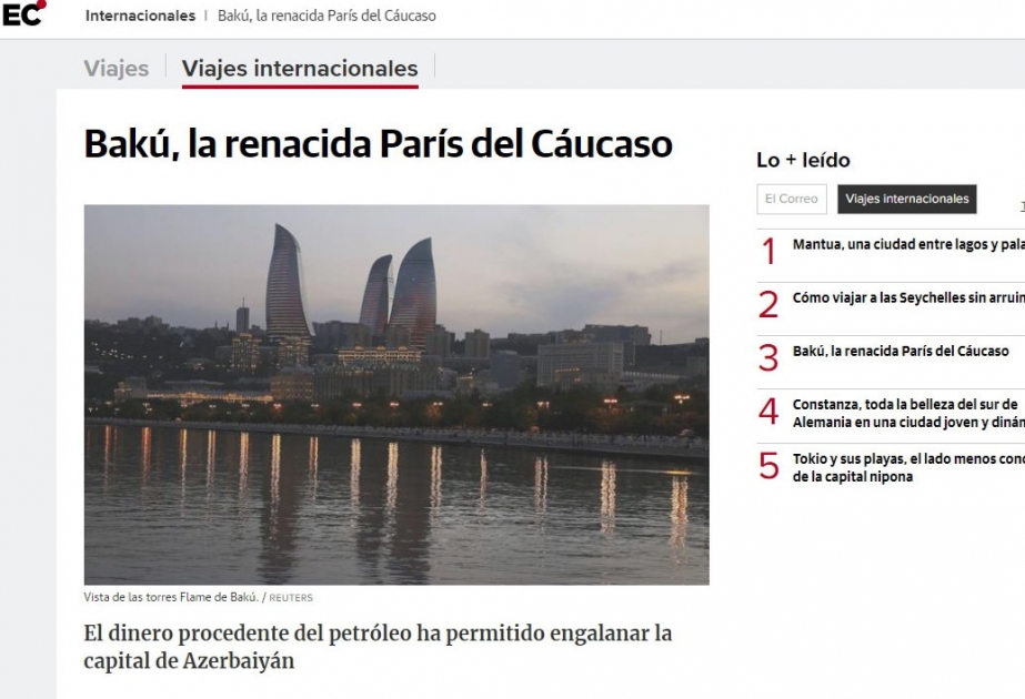 El diario español “El Correo” el 29 de agosto ha emitido una publicación tocante a Azerbaiyán