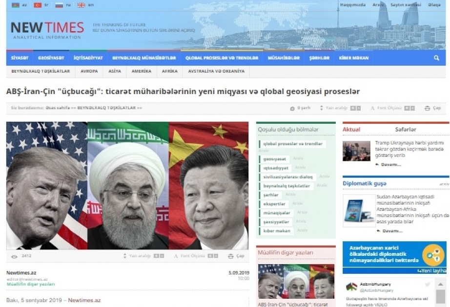 ABŞ-İran-Çin “üçbucağı”: ticarət müharibələrinin yeni miqyası və qlobal geosiyasi proseslər