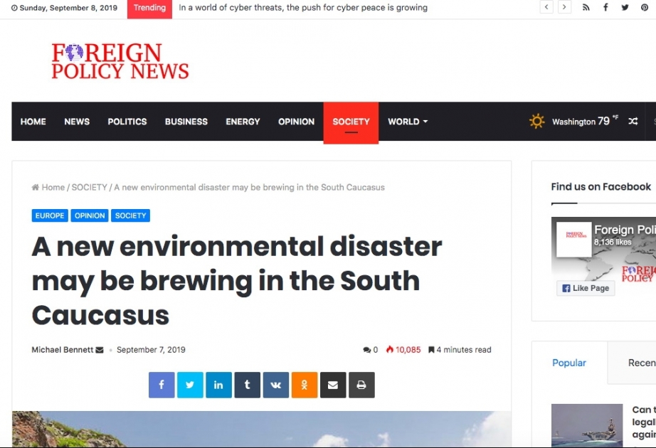 “Foreign Policy News”: Ermənistanın “Amulsar” mədəni Cənubi Qafqazın ekologiyası üçün fəlakət mənbəyidir