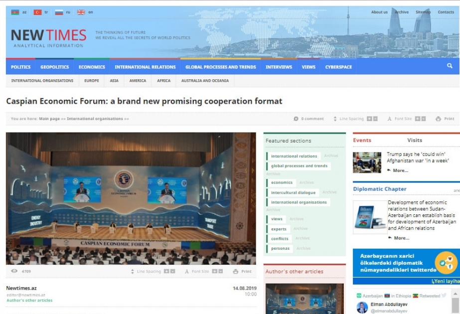 Caspian Economic Forum: a brand new promising cooperation format