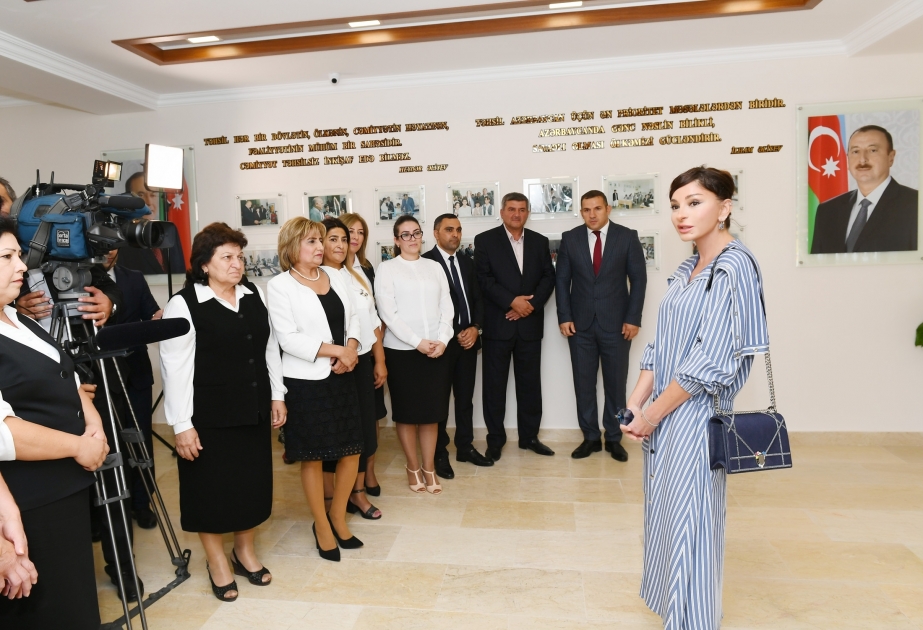 First Vice-President Mehriban Aliyeva viewed conditions created at newly-renovated school No 113 in Kurdakhani settlement VIDEO