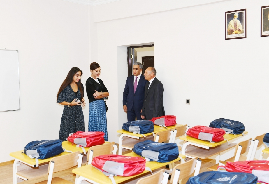 النائبة الأولى للرئيس مهربان علييفا تفتتح مبنى جديدا للمدرسة المتوسطة الثانوية في محافظة شاماخي