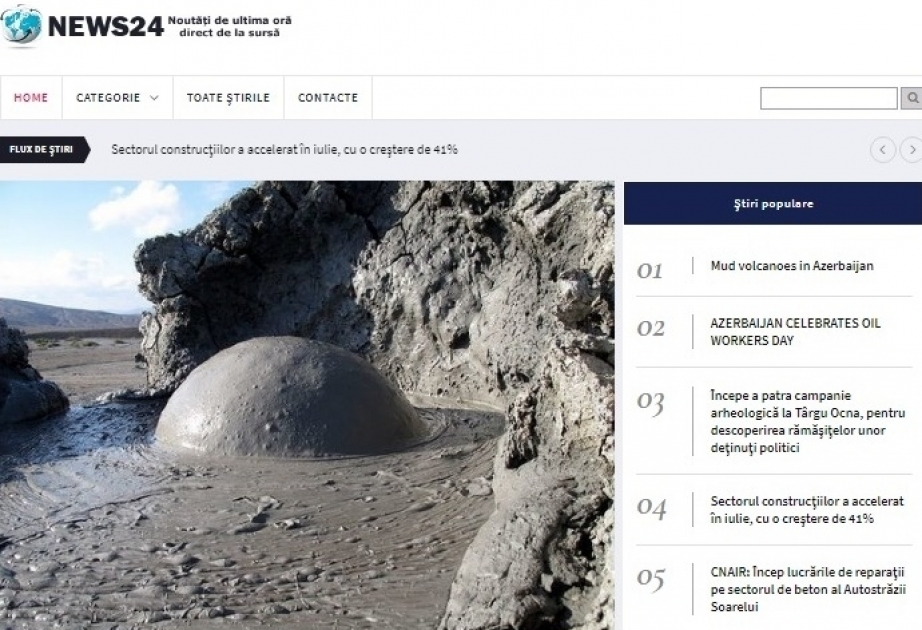 Portal de noticias rumano Noticias24horas publicó un artículo sobre los volcanes de lodo en Azerbaiyán