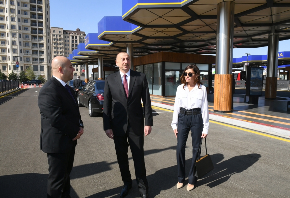 Bakı Nəqliyyat Agentliyinin “Koroğlu” Nəqliyyat Mübadilə Mərkəzinin açılışı olub  Azərbaycan Prezidenti İlham Əliyev və birinci xanım Mehriban Əliyeva açılışda iştirak ediblər YENİLƏNİB VİDEO
