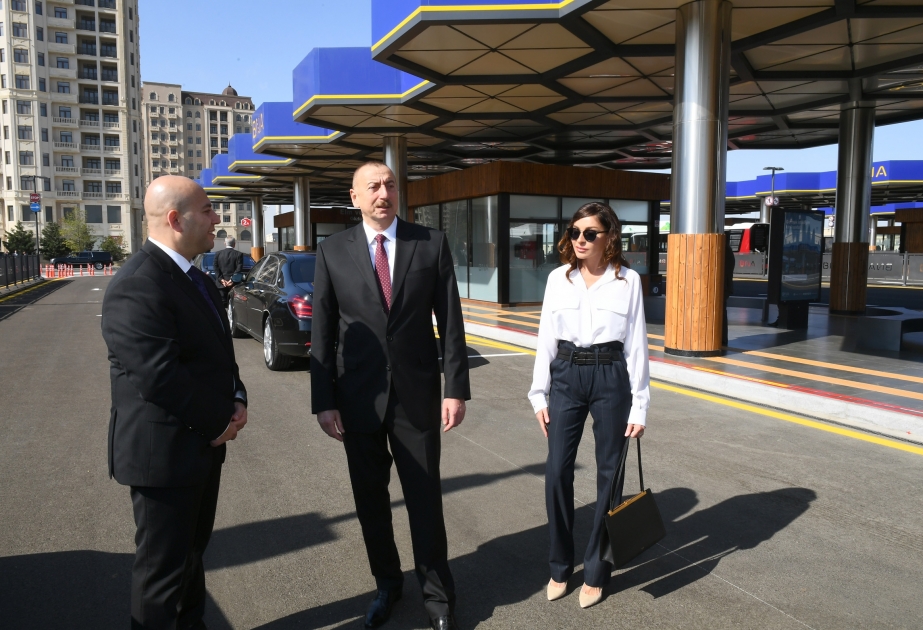 President Ilham Aliyev and first lady Mehriban Aliyeva inaugurated Koroglu Transport Exchange Center of Baku Transport Agency VIDEO