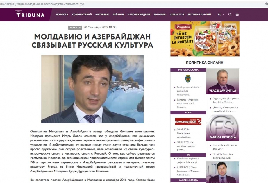 Rusiya və Moldova saytlarında Azərbaycana dair müsahibə dərc edilib