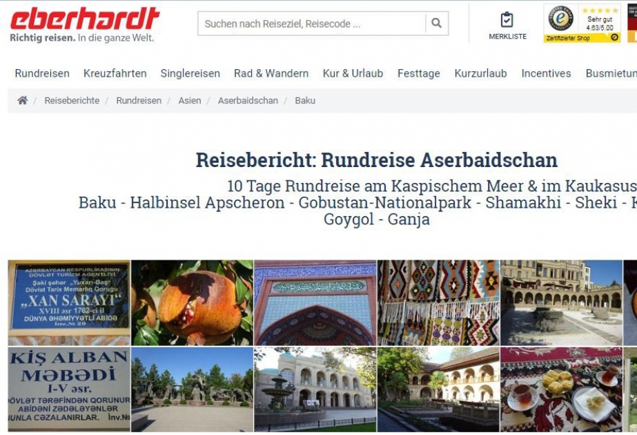 Almaniyanın turizm şirkəti almanların Azərbaycana səfəri barədə məlumat yayıb