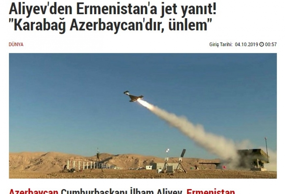 Türkiyənin aparıcı KİV-ləri Prezident İlham Əliyevin Soçi bəyanatına geniş yer verib