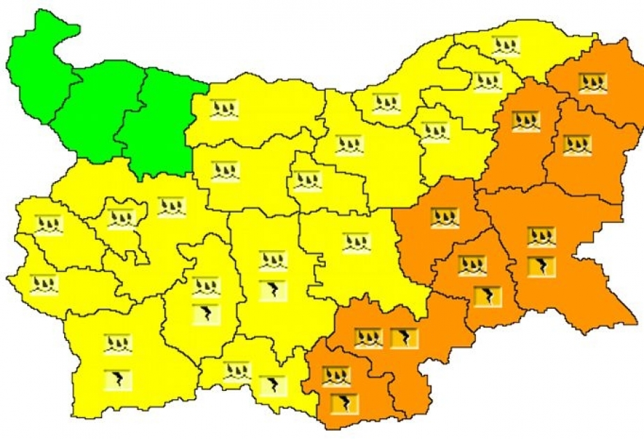 Güclü yağış səbəbindən Bolqarıstanın 8 bölgəsində “narıncı” təhlükə səviyyəsi elan olunub