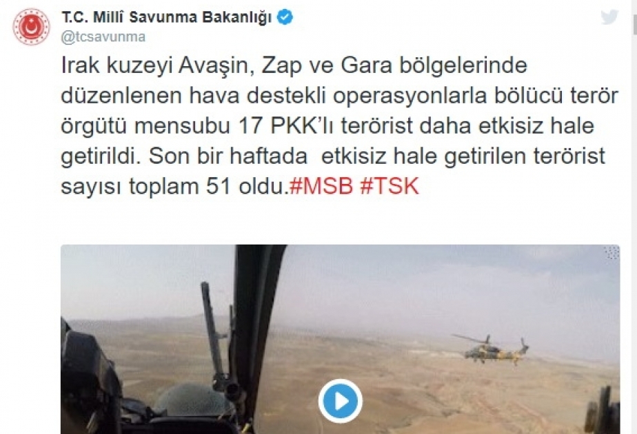 Türkiyə Hərbi Hava Qüvvələrinin qırıcıları İraqın şimalındakı PKK düşərgələrinə sarsıdıcı zərbələr endirib