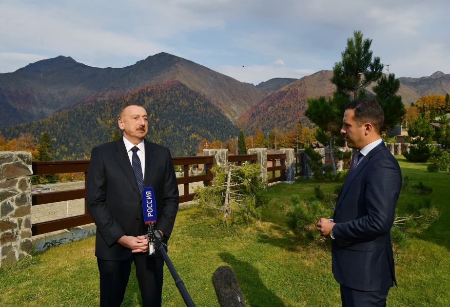 President Ilham Aliyev responded to questions from Channel One and Rossiya television channels in Sochi VIDEO