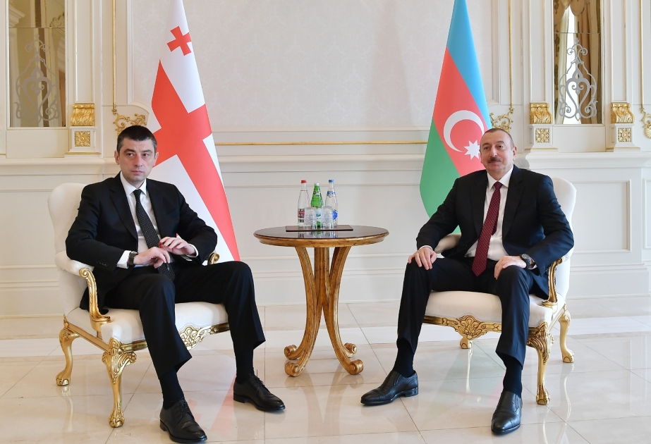 Präsident Ilham Aliyev empfängt georgischen Premierminister VIDEO