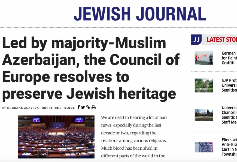 Jewish Journal: Под председательством Азербайджана Совет Европы принял резолюцию по охране памятников еврейского наследия