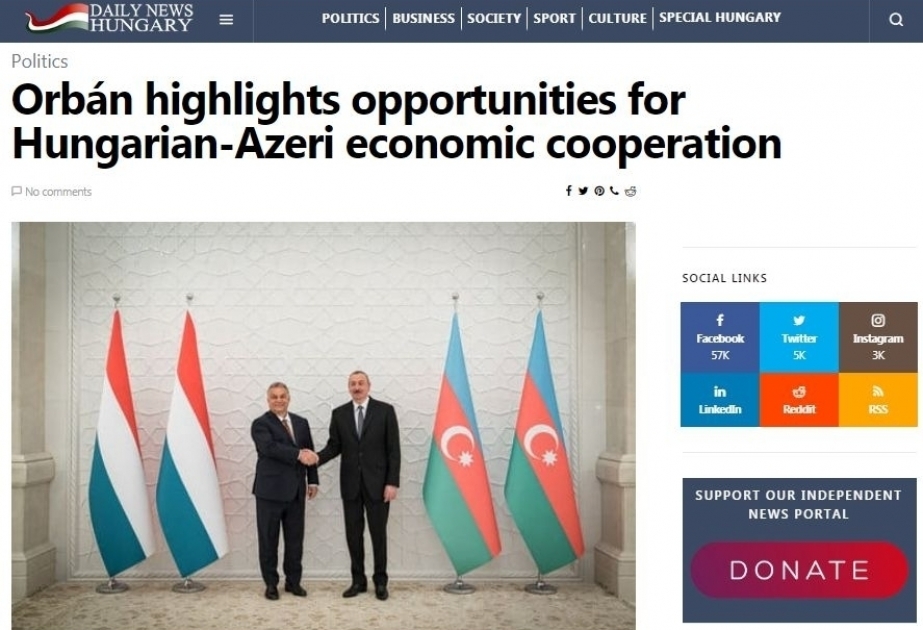 Macarıstan nəşri: Orban macarlara olan səmimi münasibətə görə Azərbaycan xalqına minnətdardır