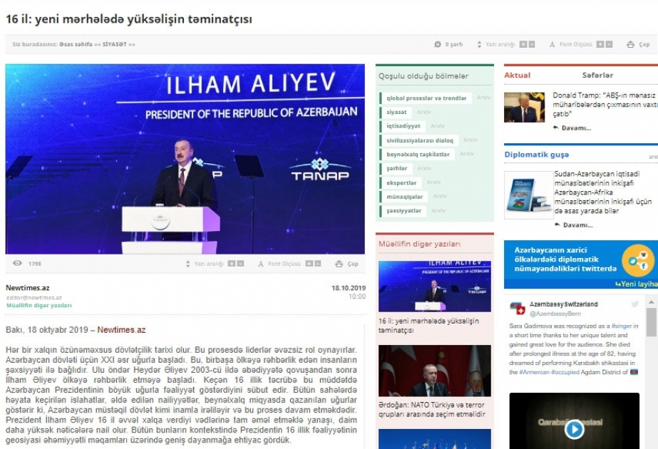 16 il: yeni mərhələdə yüksəlişin təminatçısı