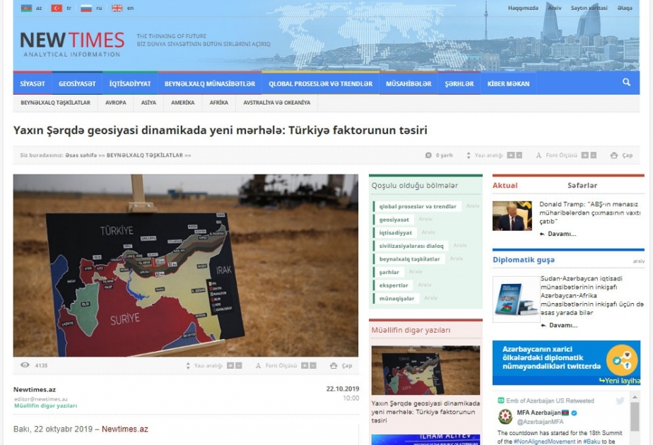Yaxın Şərqdə geosiyasi dinamikada yeni mərhələ: Türkiyə faktorunun təsiri