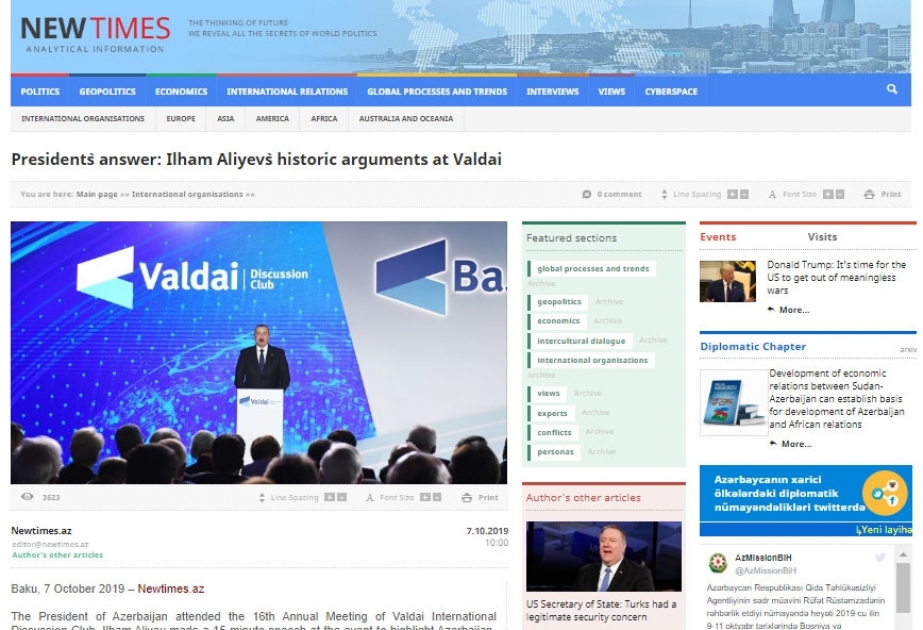 President`s answer: Ilham Aliyev`s historic arguments at Valdai