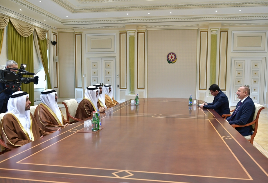 Staatspräsident Ilham Aliyev empfängt Delegation aus Vereinigten Arabischen Emiraten VIDEO