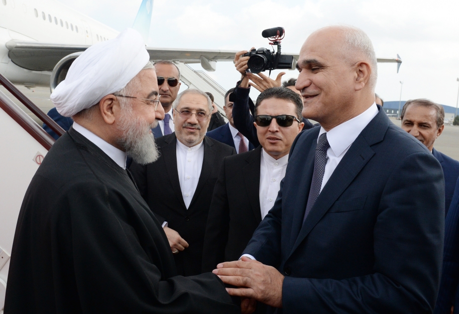 Irans Präsident Hassan Rohani zu Besuch in Aserbaidschan eingetroffen