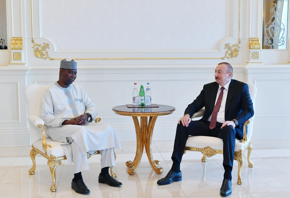 Präsident Ilham Aliyev empfängt den Präsidenten von UN- Generalversammlung Tijjani Muhammad-Bande VIDEO