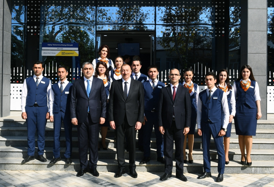 President Ilham Aliyev opened “Shabaka” Service Center at Aghdash District Telecommunication Junction VIDEO