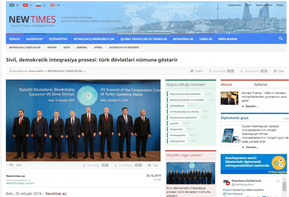 Sivil, demokratik inteqrasiya prosesi: türk dövlətləri nümunə göstərir