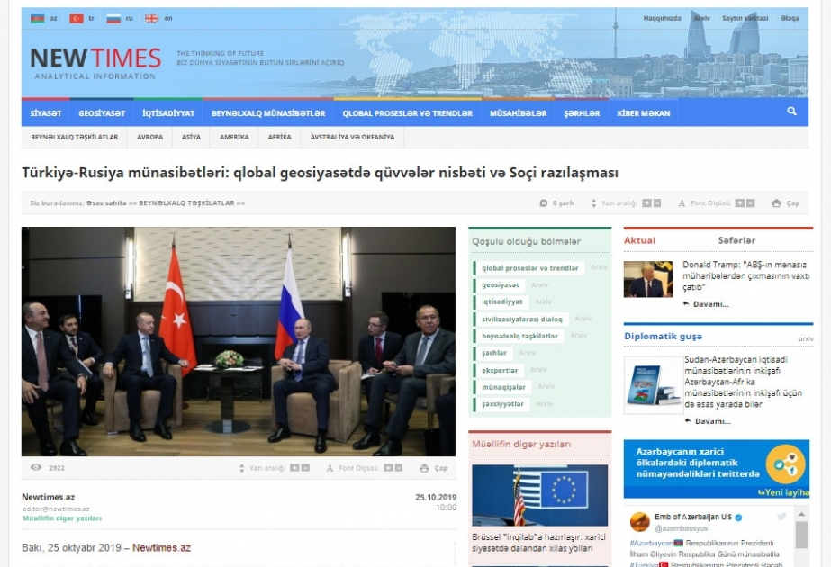 Türkiyə-Rusiya münasibətləri: qlobal geosiyasətdə qüvvələr nisbəti və Soçi razılaşması