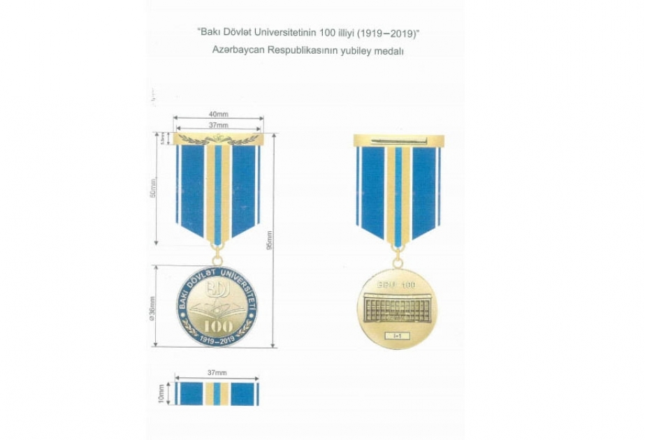 “Bakı Dövlət Universitetinin 100 illiyi (1919-2019)” Azərbaycan Respublikasının yubiley medalının təsviri