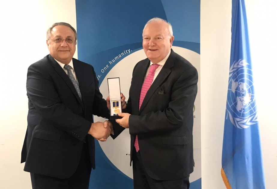 BMT Sivilizasiyalar Alyansının Ali nümayəndəsinə Azərbaycan Respublikası diplomatik xidmətinin 100 illiyi medalı təqdim edilib
