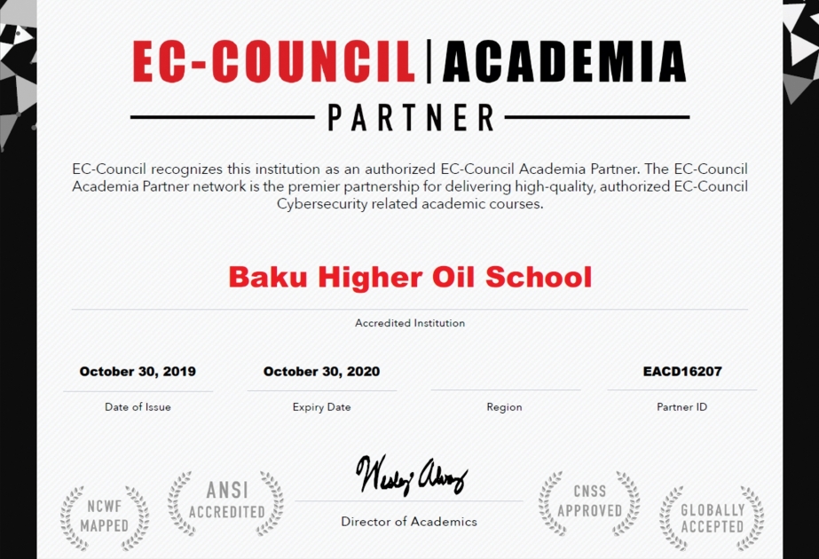 Baku Higher Oil School officially elected as Academia Partner of EC-Council