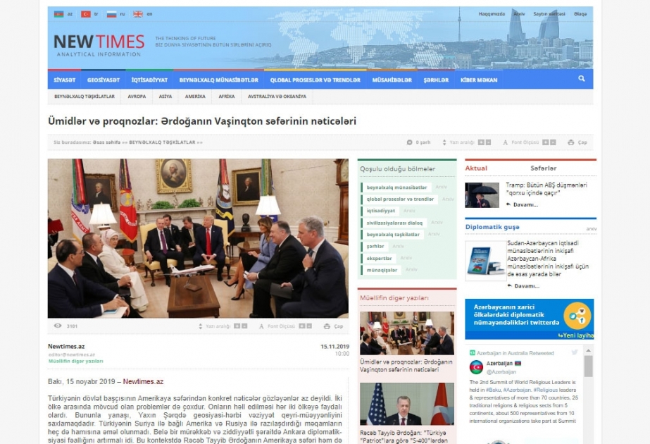 Ümidlər və proqnozlar: Ərdoğanın Vaşinqton səfərinin nəticələri
