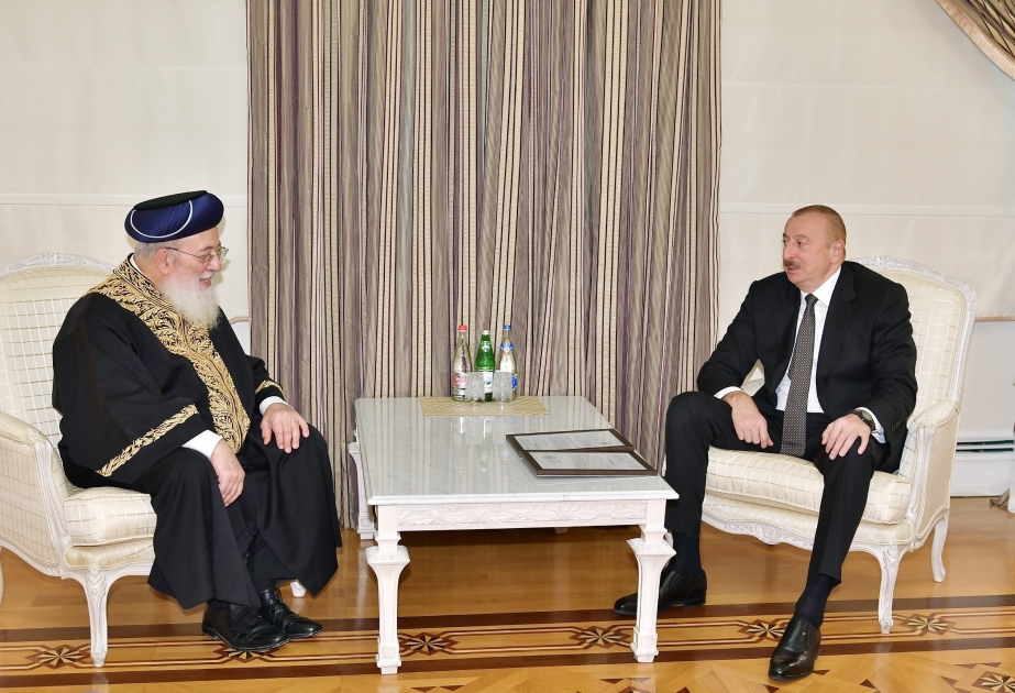 President Ilham Aliyev received Sephardic Chief Rabbi of Jerusalem VIDEO