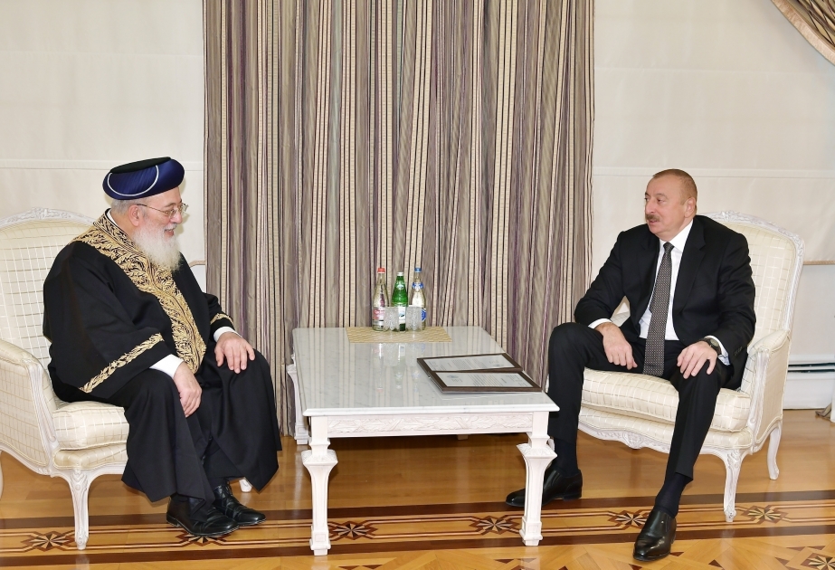 Ilham Aliyev recibió al Gran Rabino Ortodoxo Guds Sefardi