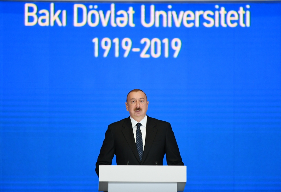 President Ilham Aliyev attended ceremony to mark 100th anniversary of Baku State University VIDEO