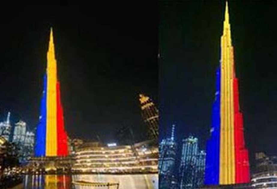 Dünyanın ən hündür binası Rumıniya bayrağının rənglərinə boyanıb VİDEO