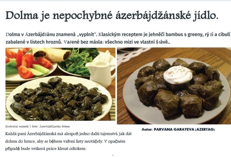 La edición checa relata sobre el plato típico azerbaiyano