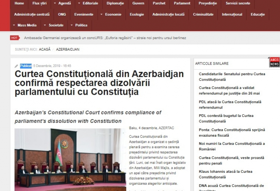 Azərbaycanda həyata keçirilən islahatlar Rumıniya KİV-lərinin diqqət mərkəzində