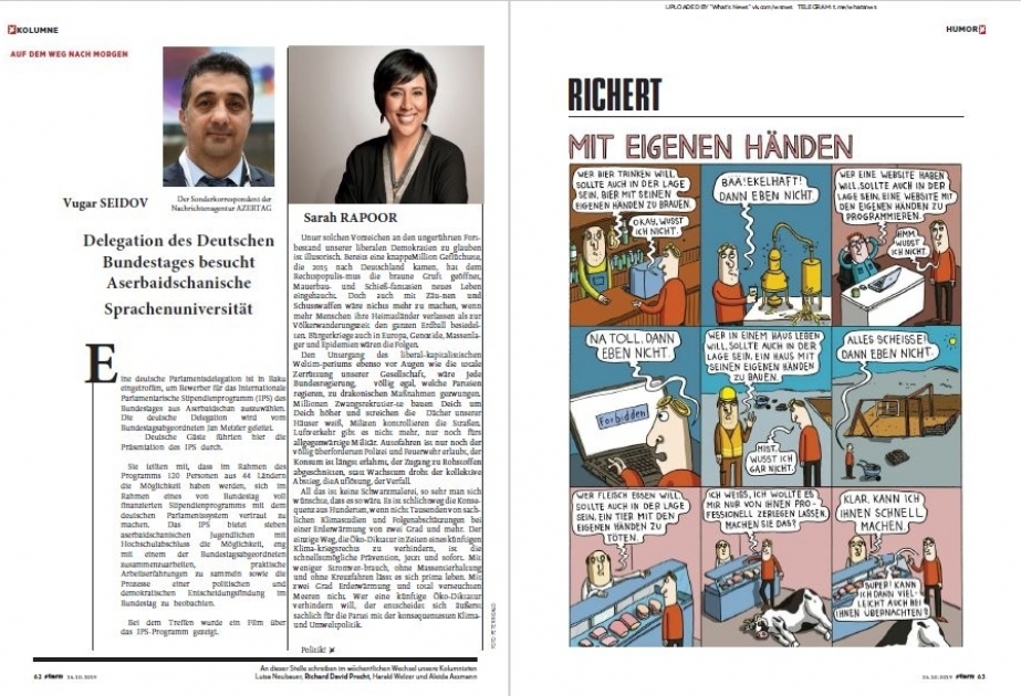 Alman jurnalı AZƏRTAC-ın xüsusi müxbirinin yazısını dərc edib