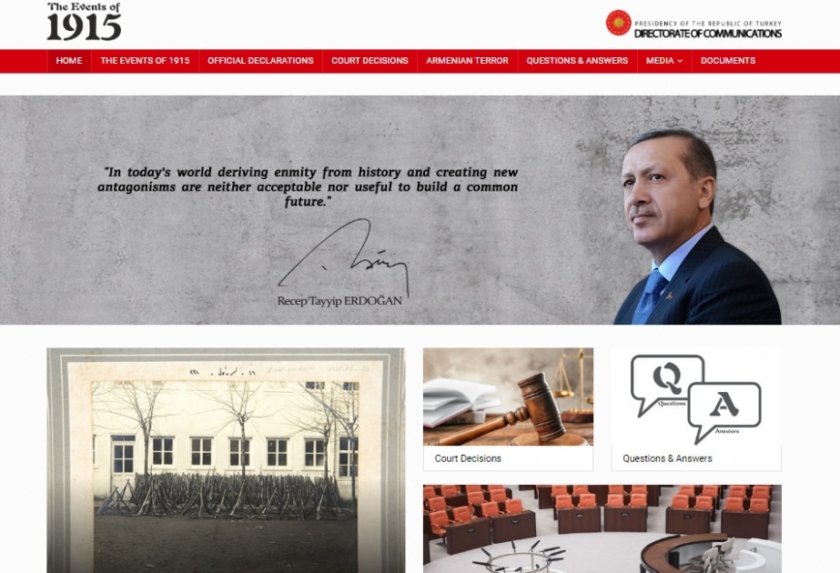 Türkiyə Prezidenti Administrasiyasının hazırladığı internet səhifəsində “erməni terroru” bölməsi yaradılıb