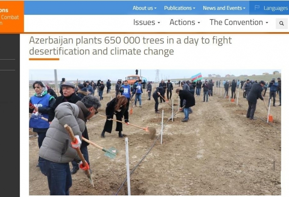 Le portail Internet officiel de l’UNCCD a publié un article sur la campagne de plantation d’arbres organisée en Azerbaïdjan