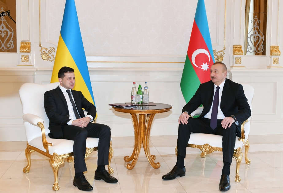 President Ilham Aliyev, President Volodymyr Zelensky held one-on-one meeting VIDEO